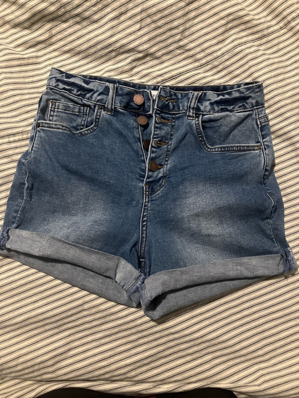 O'Neill Medium Blue Button-Front Denim Shorts